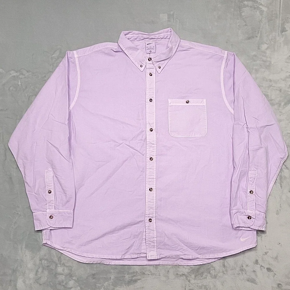 Nike Life Shirt Mens XXL Purple Button Down Long Sleeve Oxford Casual Sportswear